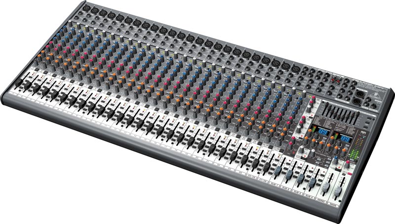 SX3242FX Mesa de mezclas de directo/estudio de 32 entradas y 4 buses con diseño de mínimo nivel de ruidos, previos de micro XENYX, EQ de tipo británico y doble procesador multiefectos Mesa de mezclas analógica de máximo margen y mínimo nivel de ruidos 24 previos de micro XENYX de última generación, comparables con unidades de preamplificación independientes de gama alta EQ de 3 bandas neoclásico de estilo británico, con banda de medios semiparamétrica para un sonido más cálido y musical 2 procesadores de efectos stereo a 24 bits independientes y con calidad de estudio, con 99 impresionantes presets que incluyen reverb, chorus, flanger, retardo, moduladores de efectos y diversos multiefectos EQ gráfico stereo de 9 bandas y alta pre