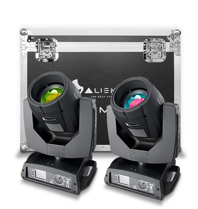 Par de cabezas roboticas 7R con efecto arcoiris y estrobo (incluye case)