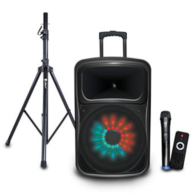 Bocina auto-amplificada  ideal para uso como equipo de perifoneo, fiestas en casa, jardín, salas de juntas, etc. Portátil, ligera, con un alta calidad de sonido y durabilidad.