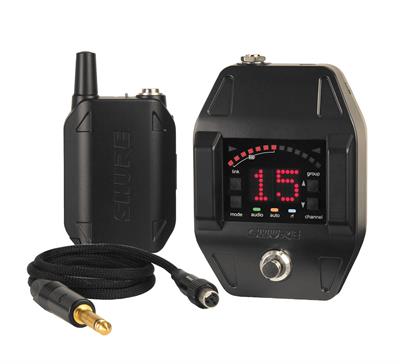 Trans. bodypack GLXD1, cable para guitarra WA305 y receptor tipo pedal/afinador GLXD6