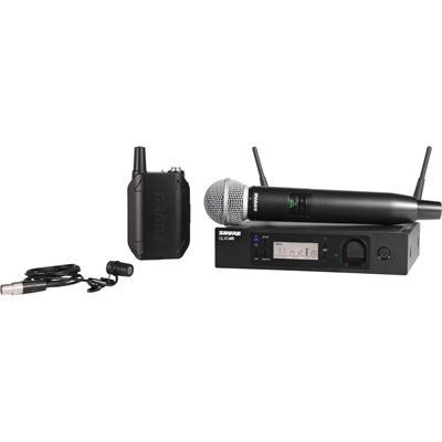 Sistema combinado con micrófono lavalier Card. WL185 y de mano con SM58