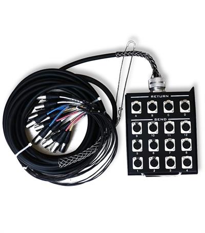 Sub Snake de 12 canales, 4 retornos de 10 metros, con conector chino típo Neutrik