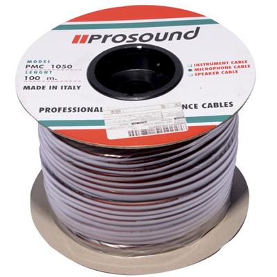 Cable para micrófono, 100 metros de largo y 6.10 mm de diámetro, recubrimiento de PVC, conductor de cobre desnudo, 2 conductores trenzados con relleno de algodón.