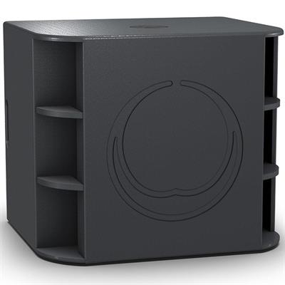 Subwoofer activo de 18" pulgadas, potencia: 2,200 watts, amplificador Clase D, entradas y salidas estéreo izquierdas y derechas, driver LF 1 x 15" (381 mm), respuesta de frecuencia: 40 Hz - 100 Hz (±3 dB), SPL máximo: 134 dB pico, gabinete de madera contrachapada de abedul de peso ligero, dimensiones: 590 x 640 x 530 mm, peso: 48 kg.