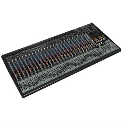 Mezcladora analógica de alto headroom para estudio o audio en vivo, serie EURODESK, 32 entradas y 4 buses, ruido ultra bajo, 24 preamps Xenyx, EQ británico neoclásico de 3 bandas con media banda semi paramétrica para sonido cálido musical, 2 procesadores multi efectos independientes de 24 bits con 99 increíbles preajustes que incluyen reverb, chorus, flanger, delay, pitch shifter y diversos multi efectos, EQ gráfico estéreo de 9 bandas de alta precisión