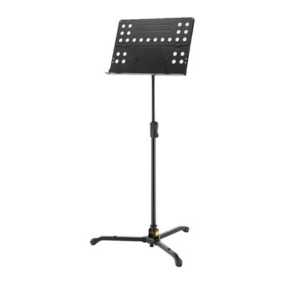 Atril hercules para partitura. modelo: bs418b. cuerpo de tres secciones para una regulación más baja. bandeja perforada con sujeta-páginas. bandeja en dos partes con ez roller. ajuste de altura quik-n-ez.