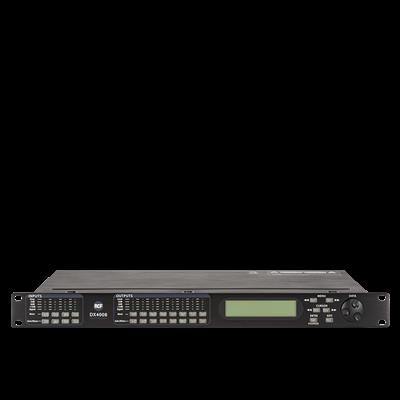 DX 4008
PROCESADOR DIGITAL DE 4 ENTRADAS Y 8 SALIDAS
EL DX 4008 ES UN COMPLETO SISTEMA DIGITAL DE GESTIÓN DE CAJAS ACÚSTICAS CON 4 ENTRADAS Y 8 SALIDAS PARA GIRAS E INSTALACIONES FIJAS
FRECUENCIA DE MUESTREO AJUSTABLE A 96 KHZ
CONTROL PRECISO DE FRECUENCIA CON RESOLUCIÓN DE 1 HZ
ENTRADAS Y SALIDAS ASIGNABLES EN DIFERENTES CONFIGURACIONES PARA CUALQUIER APLICACIÓN
