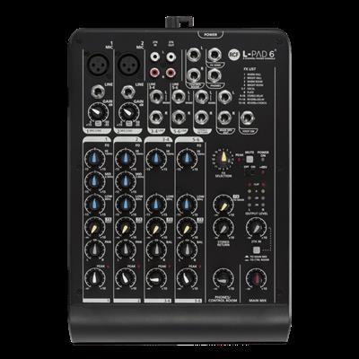 L-PAD 6X
6 CHANNEL MIXING CONSOLE WITH EFFECTS
2 MONO INPUT + 2 STEREO INPUT
3BAND/2BAND EQ
INTERNAL DIGITAL EFFECTS: 99 PRESET
EXTERNAL PSU 18V~ 1000MA