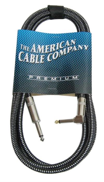 CABLE DE INSTRUMENTO DE PLUG 6.3 A PLUG 6.3 EN ANGULO FORRO TEXTIL LINEA PREMIUM LARGO 6 MTS.
