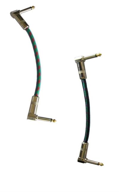 CABLE DE INSTRUMENTO PARA PARCHEO DE PEDALES CONECTORES 6.3 EN ANGULO A 6.3 EN ANGULO LARGO 18 CMS. 