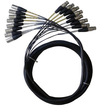 CABLE DE 8 XLR MACHOS A 8 XLR HEMBRAS CALIDAD PREMIUM LARGO 5 MTS