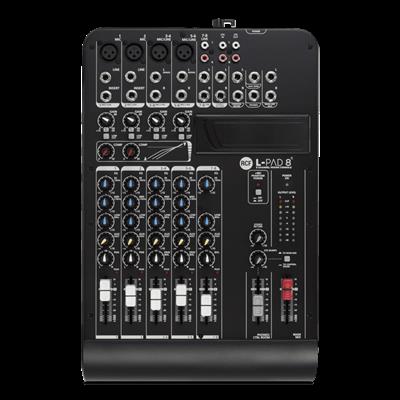 L-PAD 8C
8 CHANNEL MIXING CONSOLE
4 MONO INPUT + 3 STEREO INPUT
2 COMPRESSORS (CH. 1-2)
1 AUX SEND
EXTERNAL PSU 18V~ 1000MA