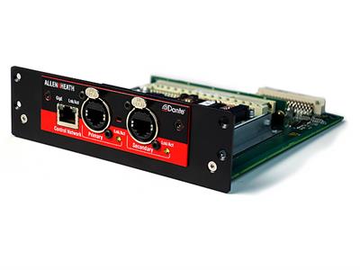 INTERFAZ DE AUDIO MULTICANAL
La interfaz 'letter-box' M-DL-ADAPT cabe en cualquier puerto de E / S de un Avantis / dLive y agrega compatibilidad con la mayoría de las tarjetas de red de audio iLive / GLD, incluidas M-Dante, M-Waves, M-ES-V2 , M-ACE y M-MADI. Proporciona una interfaz de 64 × 64 canales que funciona a 48 kHz, lo que mantiene la compatibilidad con los sistemas de mezcla Allen & Heath iLive y GLD, así como con la mayoría de las consolas de terceros que funcionan con Dante o MADI. La conversión de frecuencia de muestreo se realiza sin problemas en el módulo de interfaz.