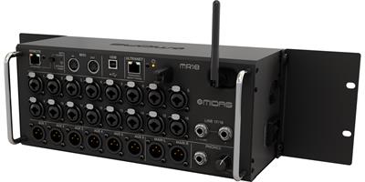 Mezcladora digital de 18 entradas, ideal para aplicaciones en vivo y en estudio, para tablets iPad/Android con 16 preamps Midas Pro, módulo Wifi integrado, interface de audio multicanal bidireccional USB 2.0 de 18x18, enrutador Wifi integrado tri-modo para operación directa sin necesidad de routers externos, auto mezcla destilo Dugan que gestiona automáticamente el gain sharing del micrófono