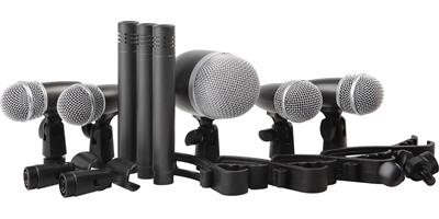 SET DE MICRÓFONOS PARA BATERÍA CON CLIP Y ESTUCHE.