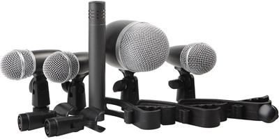 SET DE MICRÓFONOS PARA BATERÍA CON CLIP PARA SOPORTE Y ESTUCHE.