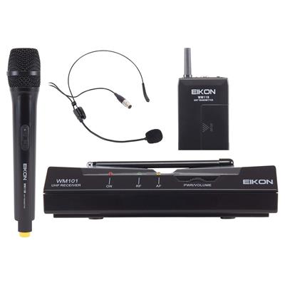 SISTEMA DE MIRCÓFONO INALÁMBRICO HANDHELD/BELT-PACK, INCLUYE RECEPTOR UHF. TRANSMISOR BELT-PACK UHF CARDIOIDE Y TRANSMISOR DE MANO UHF DINÁMICO CARDOIDE.