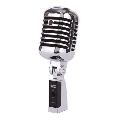 MICRÓFONO VOCAL ESTILO ANTIGUO, CARCASA METÁLICA LIGERA EN SATÍN CROMADO. 