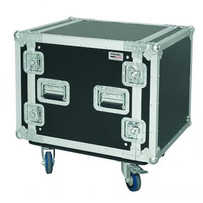 ESTUCHE DE RACK PROFESIONAL DE 19" PULGADAS PARA 10 UNIDADES CON 4 RUEDAS DE 100MM DE GRADO INDUSTRIAL (2 CON FRENO). 