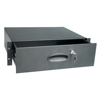 RACK DRAWMER PROEL. CAJÓN METÁLICO CON LLAVE PARA 3 UNIDADES DE RACK COLOR NEGRO. 