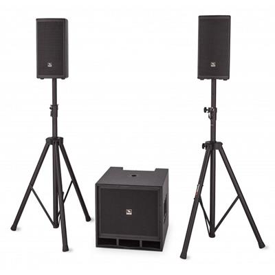 SISTEMA ACTIVO CON 2 SATÉLITES DE 8" CON BOBINA DE 1.5" Y SUBWOOFER DE 12" CON BOBINA DE 3" 1600W PICO