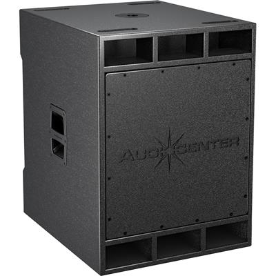 Subwoofer activo con un driver AudioCenter personalizado de 18” de ferrita y bobina móvil de 4”, clase D de amplificador que nos brinda una potencia de 2000W pico, 134 dB máximo, respuesta de frecuencia de 20 Hz - 6 kHz, 3 filtros pasa bajas en (80 Hz, 100 Hz, 120 Hz), con opción de cambio de fase, botones y conectores en la parte posterior, un conector XLR
