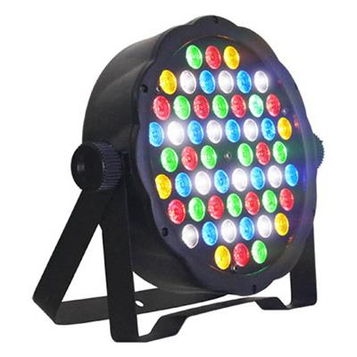 El modelo S-PAR049 es un cañón led de 54x3w con chasis de plástico, el cual tiene un diseño compacto y ligero, es fácil de transportar ya sea en maleta o en case, por lo tanto resulta de muy buena utilidad para DJ’s, grupos musicales, etc.  Tiene un ángulo de 70°, ésto hace que tenga mayor alcance, éste modelo cuenta con la gama de colores RGB (seccionados).