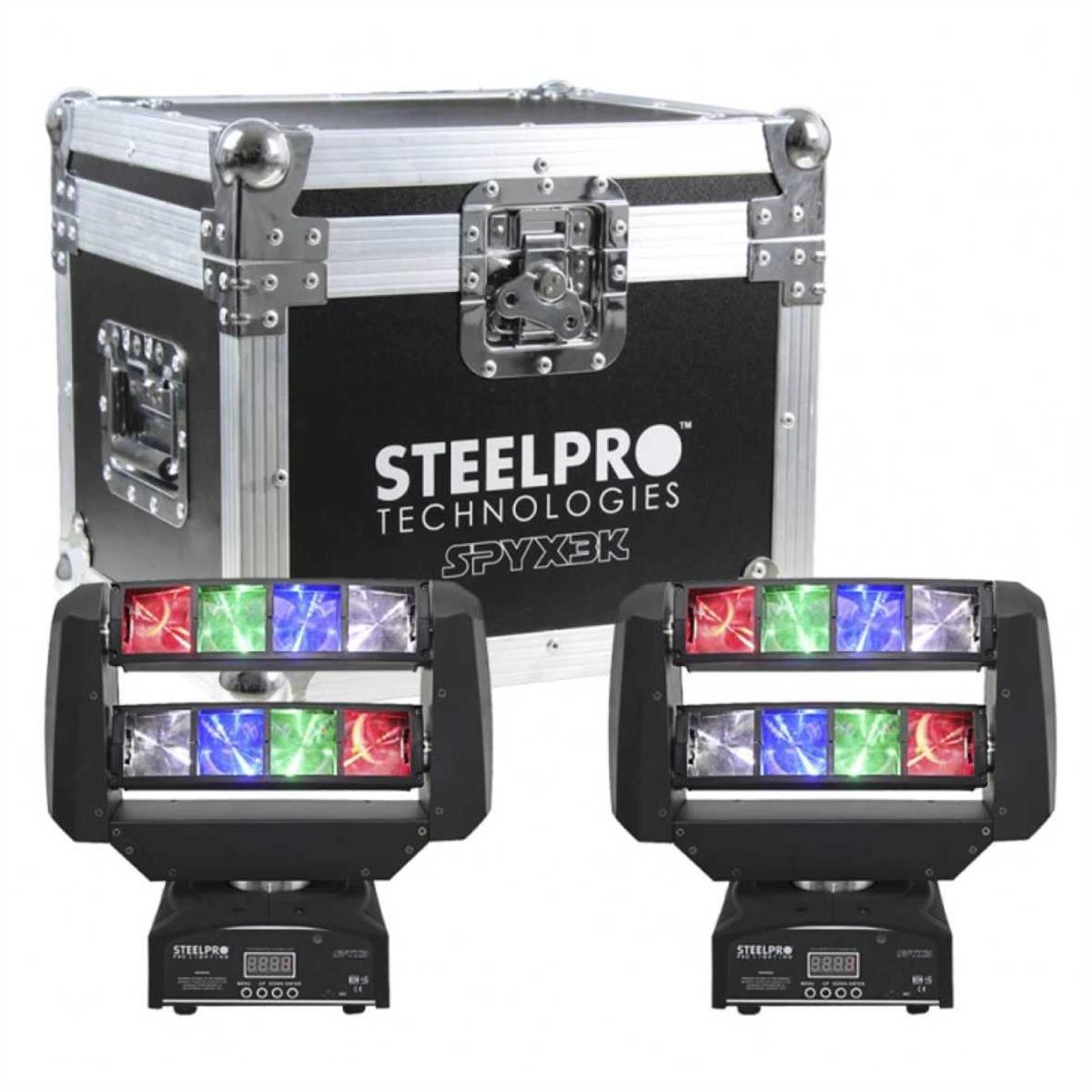 case con 2 Cabezas Movil Minispider LED "FX" 8Leds 
x 10Watts RGBW doble motorizacion