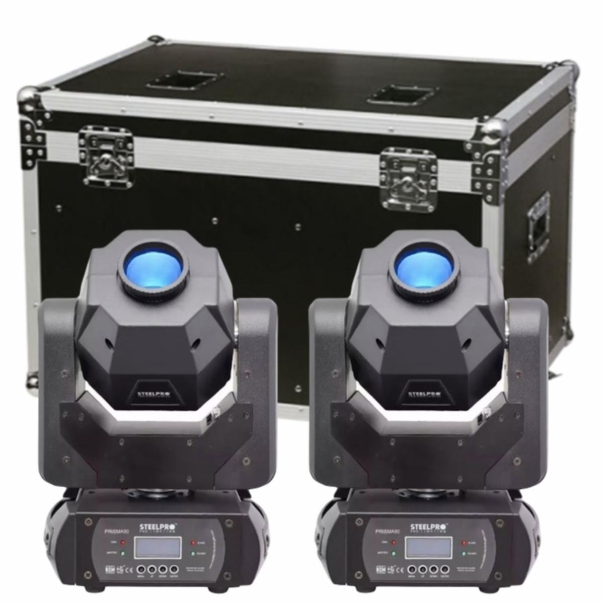 Case con 2 Cabezas Móvil LED SPOT + PRISMA de 3 
Elemetos, 90 Watts. 