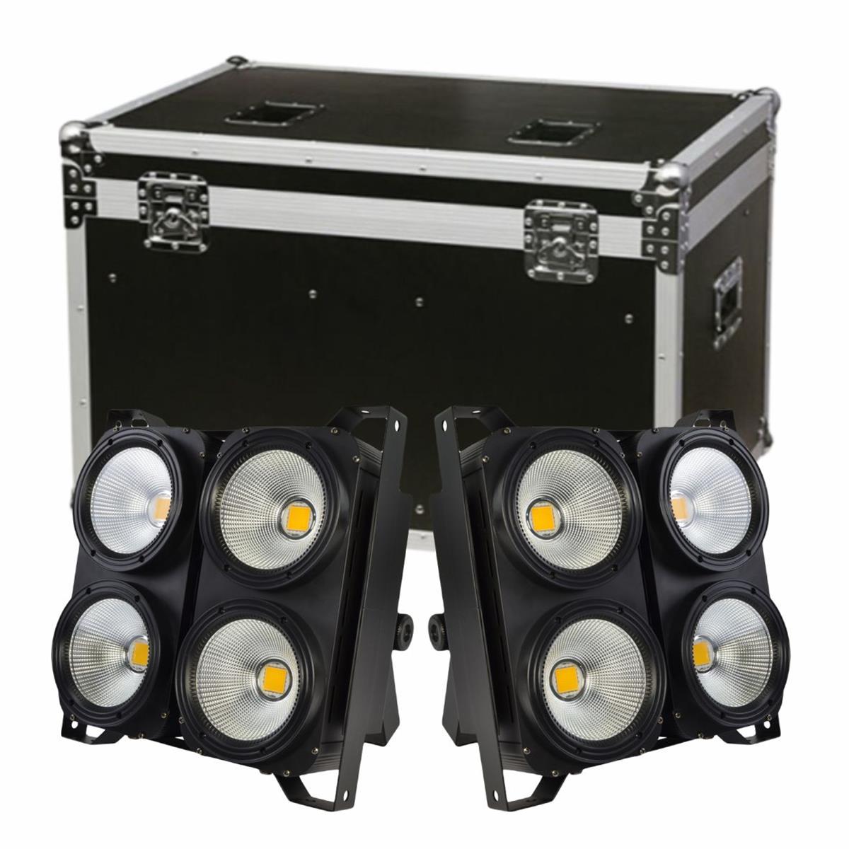 Case con 2 BLINDER LED (SEGADOR), 4 Leds x 
100Watts RGBW 4en1.