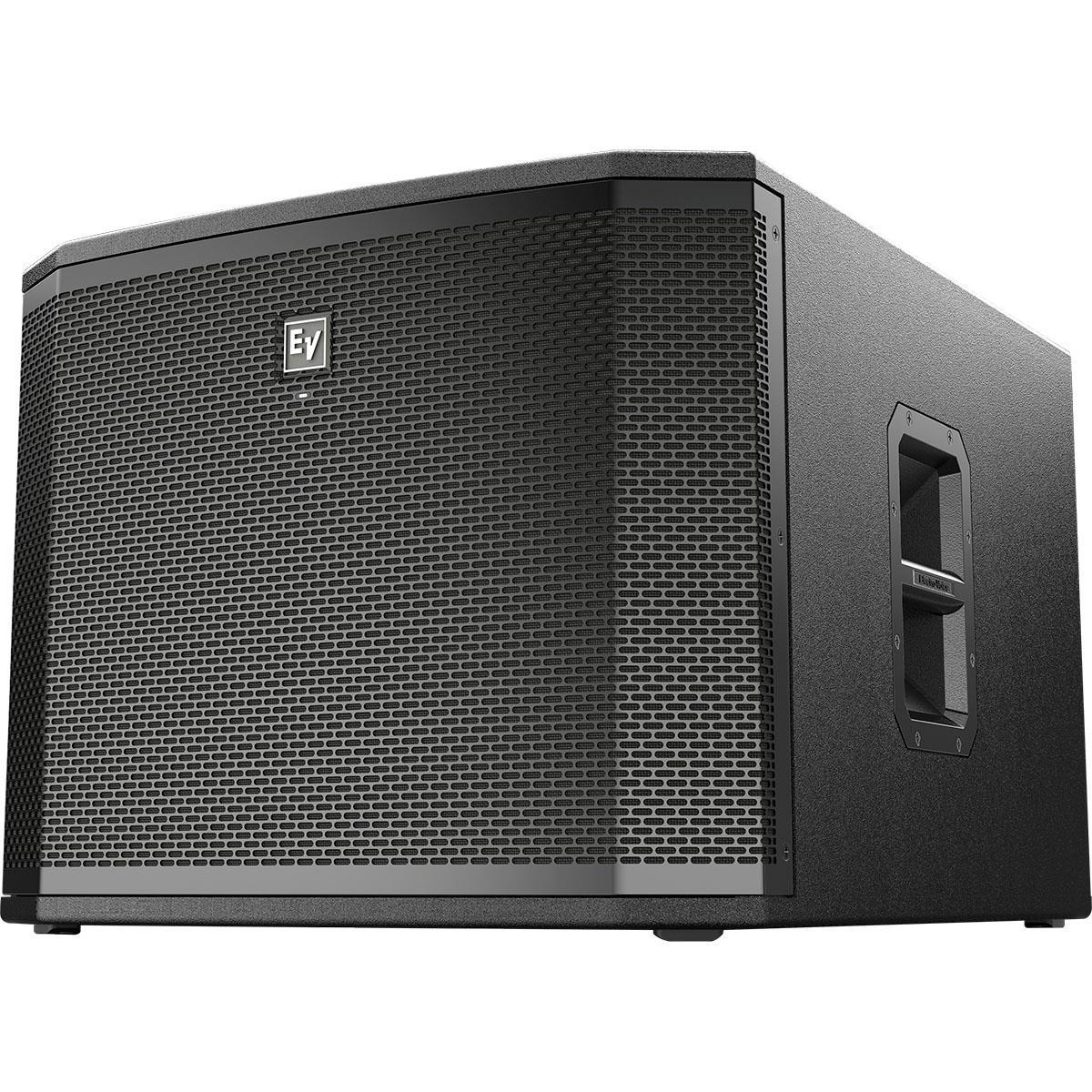 Subwoofer activo de 15" pulgadas (DVX3159A), amplificador de potencia Clase D de1800 watts con DSP FIR-Drive integrado, SPL máximo: 134 dB, rango de frecuencia: 32 Hz - 180 Hz, frecuencia de paso bajo, ajustable: 80, 100, Hz, 120 Hz, 150Hz, respuesta de frecuencia: 37 Hz - 150 Hz, DSP especial prestablecido para unverdadero rendimiento cardioide a través de todo el ancho de banda de operación,taza de polo combinada (insertar y roscar) para usar con los modelos de gama completa de altavoces amplificados ETX