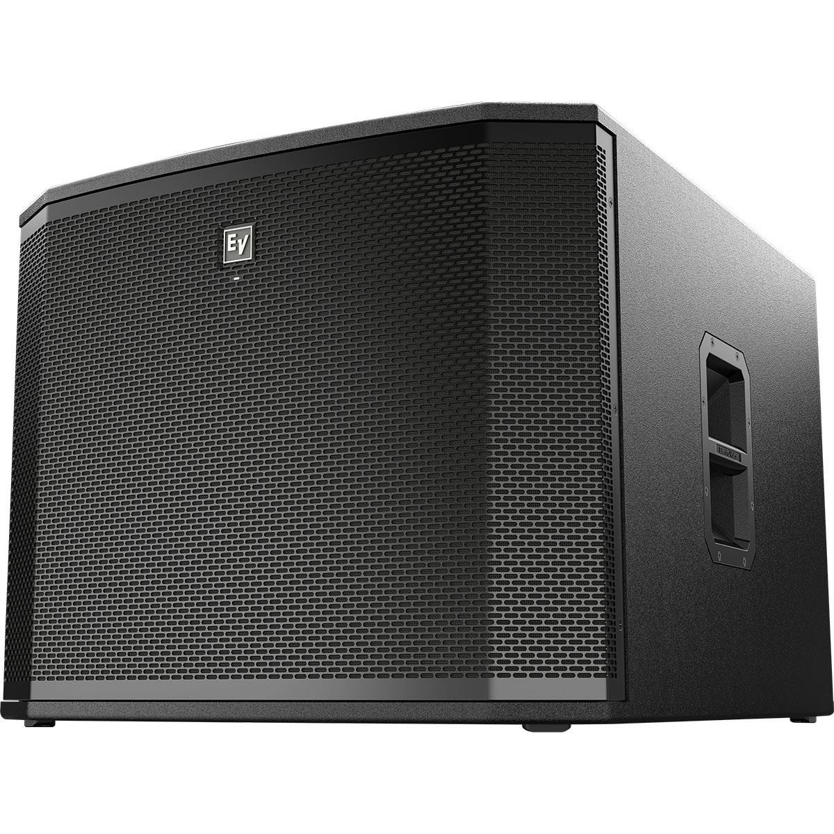 Subwoofer activo de 18" pulgadas (DVX3180A), amplificador de potencia Clase D de1800 watts con DSP FIR-Drive integrado, SPL máximo: 135 dB, rango de frecuencia: 28 Hz - 180 Hz, frecuencia de paso bajo, ajustable: 80, 100, Hz, 120 Hz, 150Hz, respuesta de frecuencia: 37 Hz - 150 Hz, DSP especial prestablecido para unverdadero rendimiento cardioide a través de todo el ancho de banda de operación,taza de polo combinada (insertar y roscar) para usar con los modelos de gama completa de altavoces amplificados ETX, conectores: 2 XLR/TRS combo jack y 1 XLR link output.