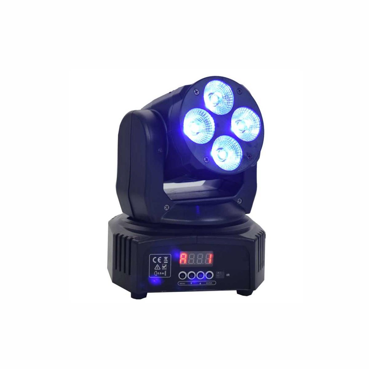 Mini Cabeza Móvil LED WASH, 4Led x 10Watts, 
RGBW 4en1.