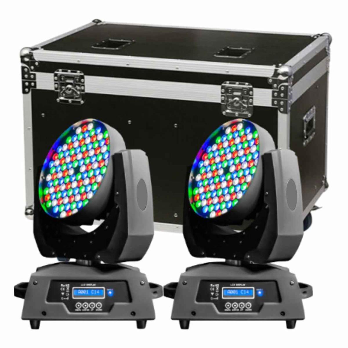 Case con 2 Cabezas Móvil LED WASH, 108Leds x 
3Watts RGBW, ALTA POTENCIA.