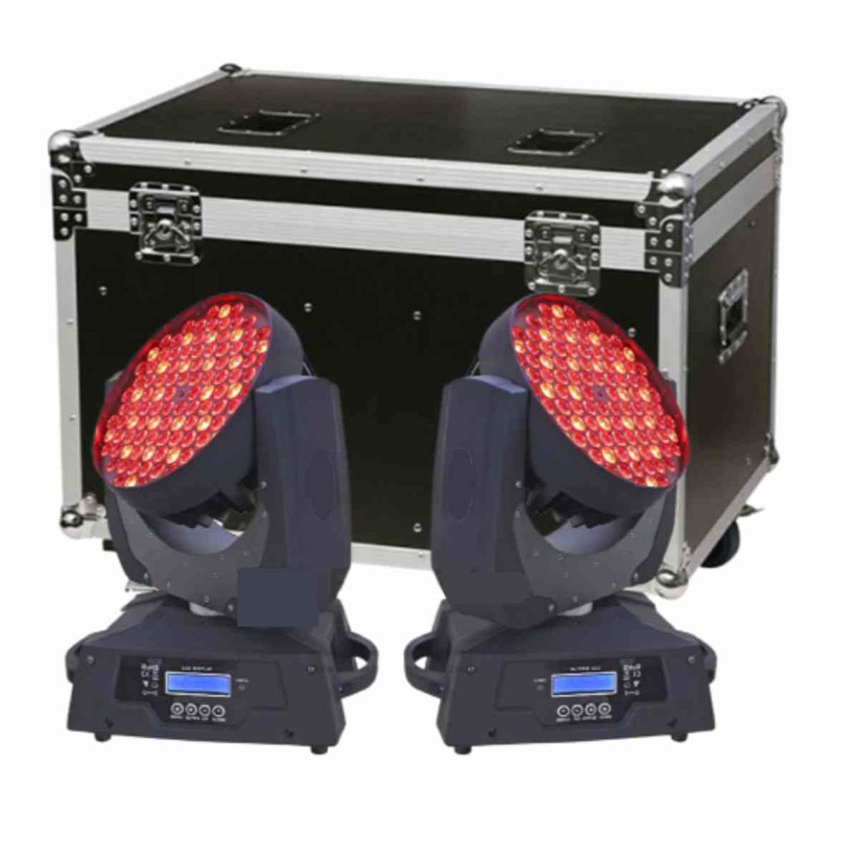 Case con 2 Cabezas Móvil LED WASH + Zoom 
Motorizado, 36Leds x 10Watts RGBW 4en1, ALTA 
POTENCIA.
