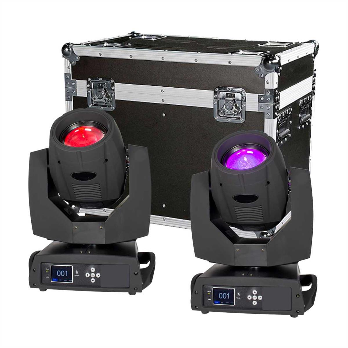 Case con 2 Cabezas Movil LED BEAM Profesional 
(Frost, Doble prisma, Efec. Arcoiris), 200Watts ALTA 
POTENCIA.