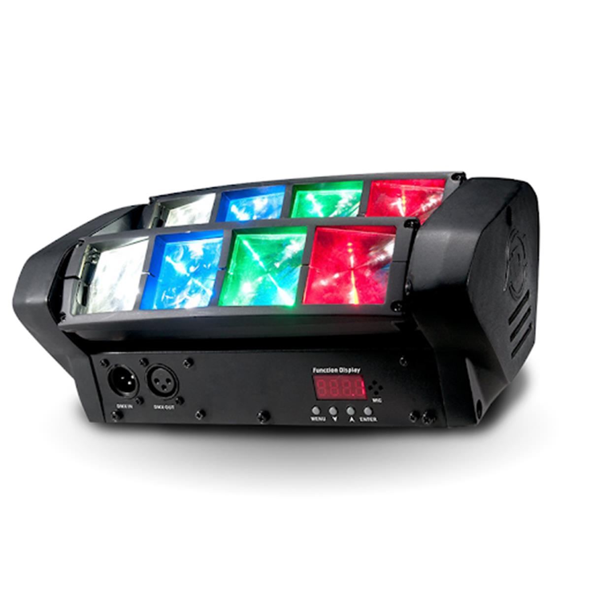  Cabeza Movil Minispider LED "FX", 8Leds x 10Watts 
RGBW.