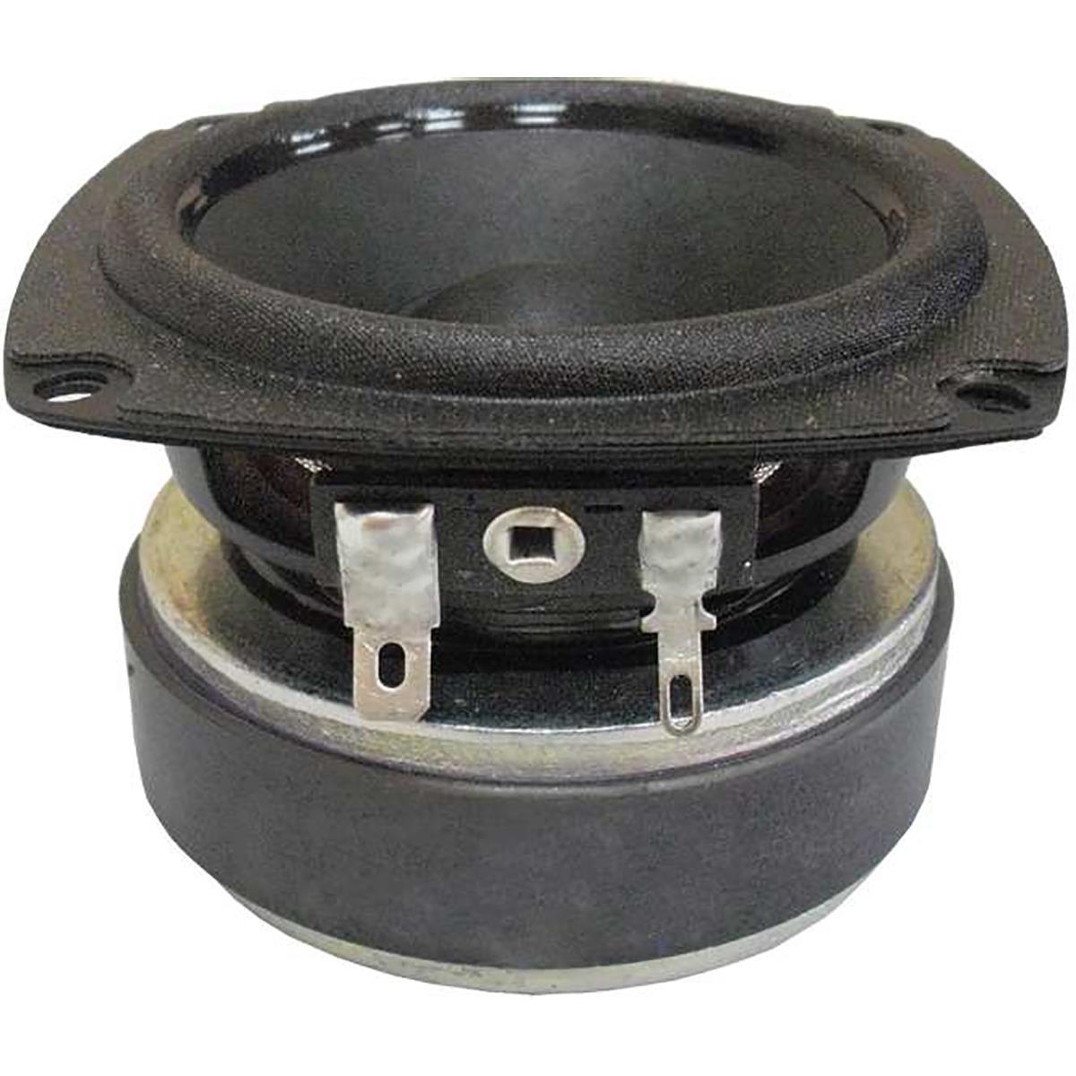 Altavoz de 3" pulgadas con imán de ferrita, potencia: 60 watts, impedancia: 8 ohms, sensibilidad: 91 dB, rango de frecuencia: 160 - 20,000 Hz, bobina móvil de 0.8" pulgadas, respuesta extendida y baja distorsión, cono de papel y envolvente de tela tratada, canasta de acero, ideal para aplicaciones de dirección de viga (columnas) y aplicaciones portátiles y compactas.