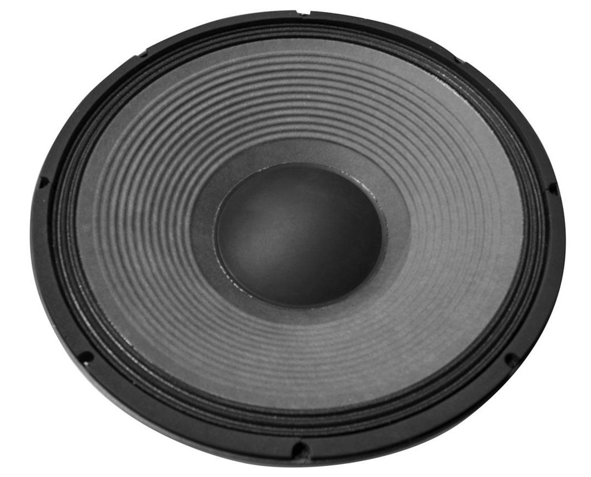 Bocina de 15" pulgadas, impedancia: 8 ohms, potencia AES: 700 watts, potencia programa: 1400 watts, sensibilidad: 98 dB, rango de frecuencias: 30 - 1,500 Hz, bobina móvil: 4” pulgadas, peso: 10.2 kg, imán: ferrita, tecnologías: MMSS.