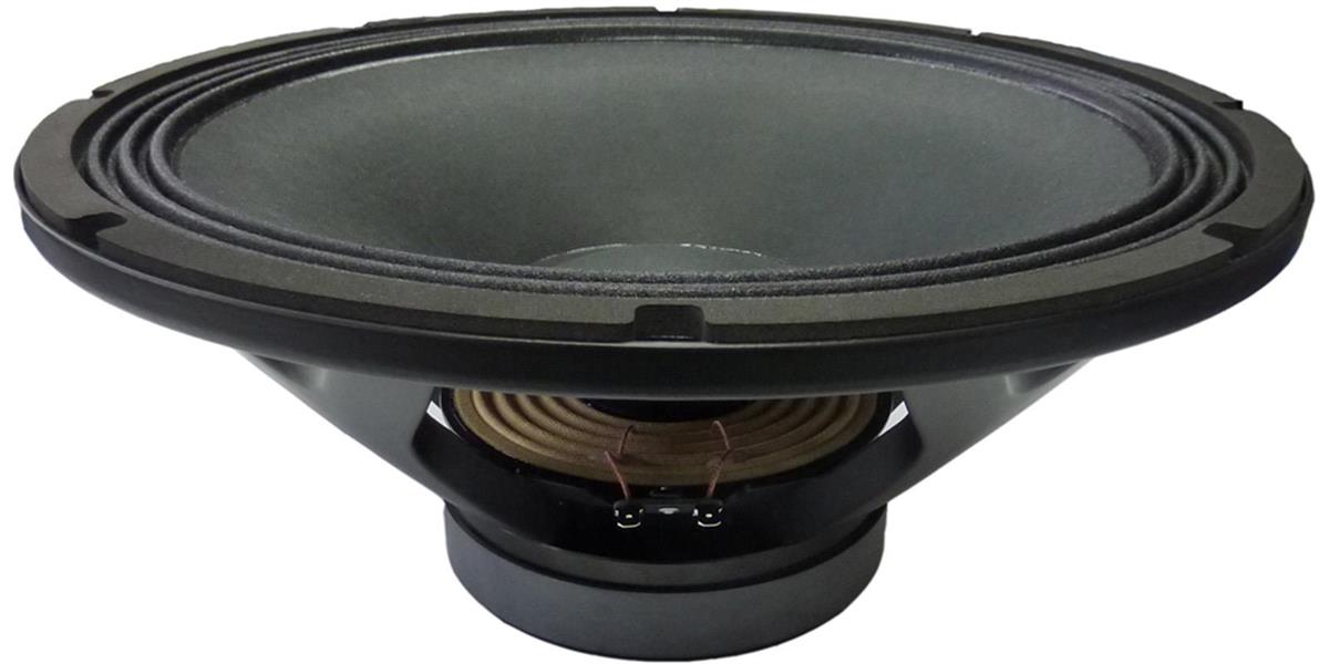 Bocina Beyma de 15" pulgadas, impedancia: 8 ohms, potencia AES: 500 watts, programa: 1000 watts, sensibilidad: 98 dB, rango de frecuencia: 40 - 4,000 Hz, bobina móvil: 2.5" pulgadas, peso: 6.2 kg, imán: ferrita.