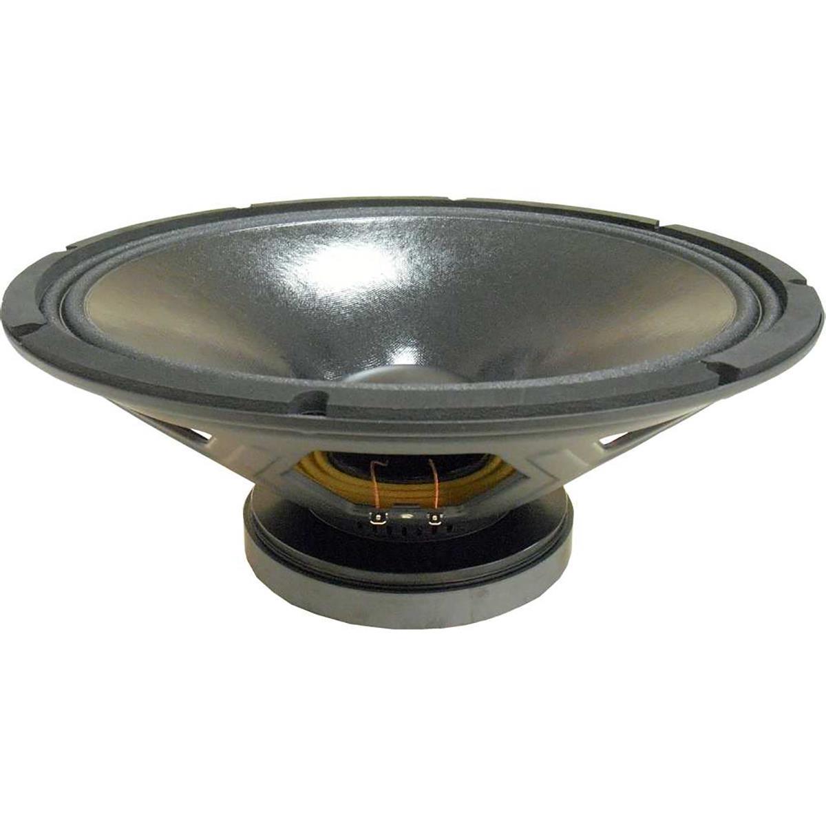 Altavoz de 15" pulgadas, ideal para aplicaciones de frecuencia media-baja, imán de ferrita, potencia: 800 watts a 8 ohms, sensibilidad: 98 dB, rango de frecuencias: 40 - 4,000 Hz, bobina móvil de alambre de cobre de 3" pulgadas, marco optimizado de acero prensado, circuito magnético cerámica FEA optimizado, imán de ferrita, diseñado con tecnología MMSS para un alto control, linealidad y baja distorsión armónica, cono tratado impermeable a ambos lados del cono, baja distorsión armónica y respuesta lineal, peso: 7.25 kg.