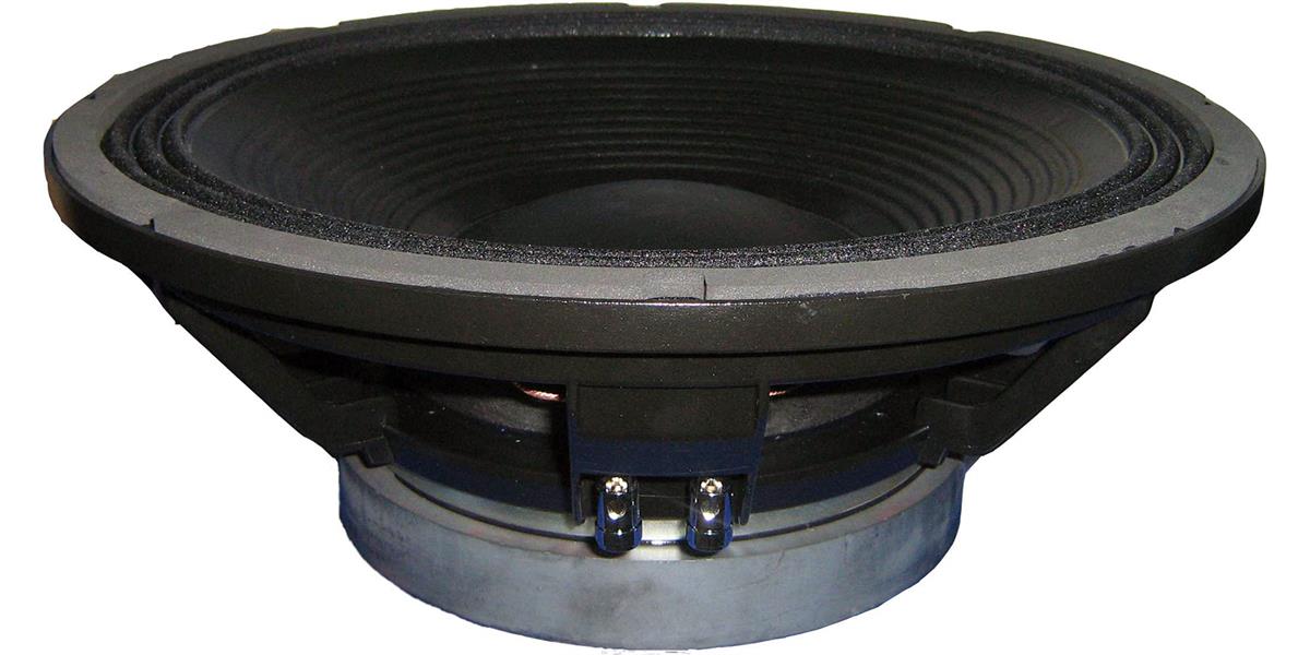 Bocina de 15” pulgadas, impedancia: 8 ohms, potencia AES: 1,000 watts, potencia programa: 2,000 watts, sensibilidad: 98 dB, rango de frecuencia: 45 - 2,000 Hz, bobina móvil: 4” pulgadas, peso: 13.1 kg.