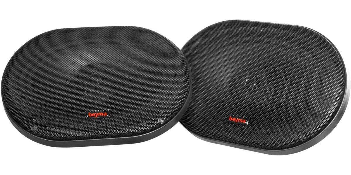 Bocina Beyma Car Audio, 2 vías, 6x9" pulgadas (155 x 255 mm), potencia RMS: 70W, potencia pico: 240W, sensibilidad: 90 dB, respuesta de frecuencia: 45 - 20 kHz.