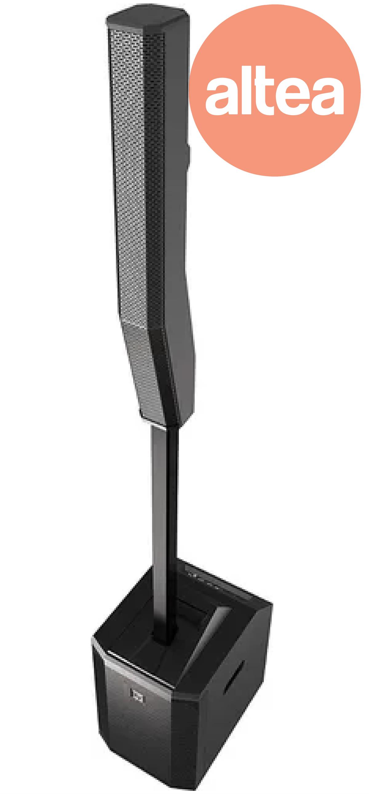 Sistema de columna Activa, 8 altavoces de 3.5", subwoofer 
de 12", 1000 W, 127 dBSPL 1 M. Color negro