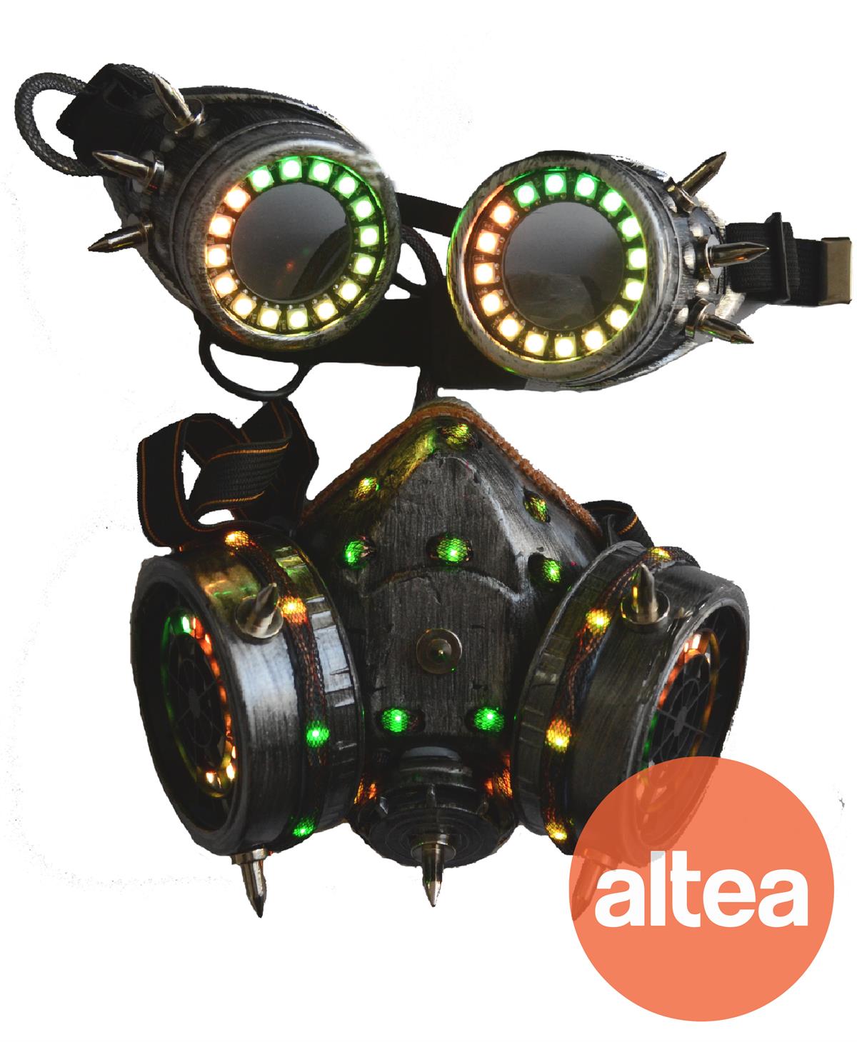 Mascarilla LED 
Leds rgb con batería recargable. 
Funcionamiento automático o control inalámbrico incluido.