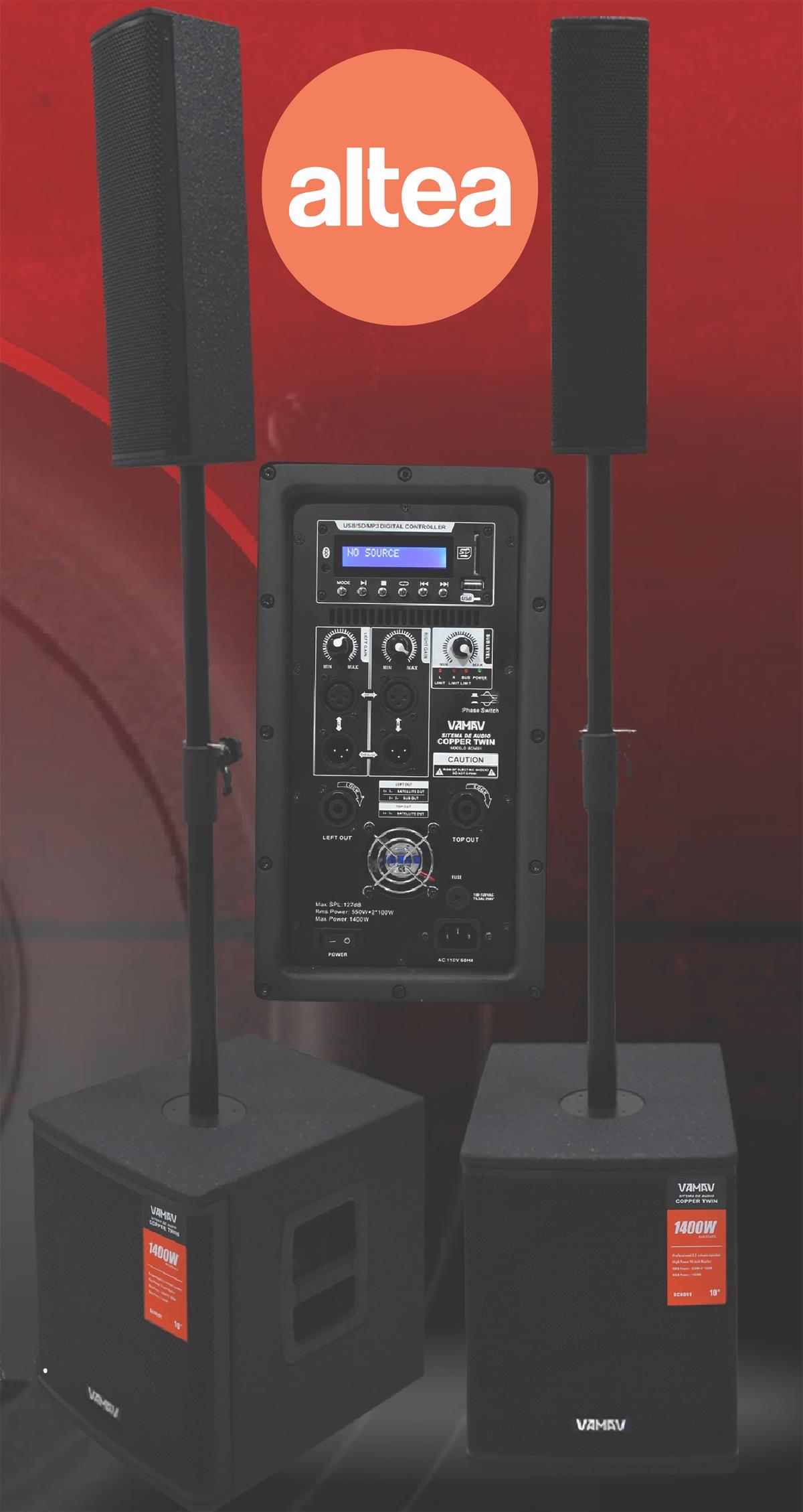 SIST. DE AUDIO SUB 10" REPR. USB, 
BLUETOOTH , ACTIVO PASIVO 700W