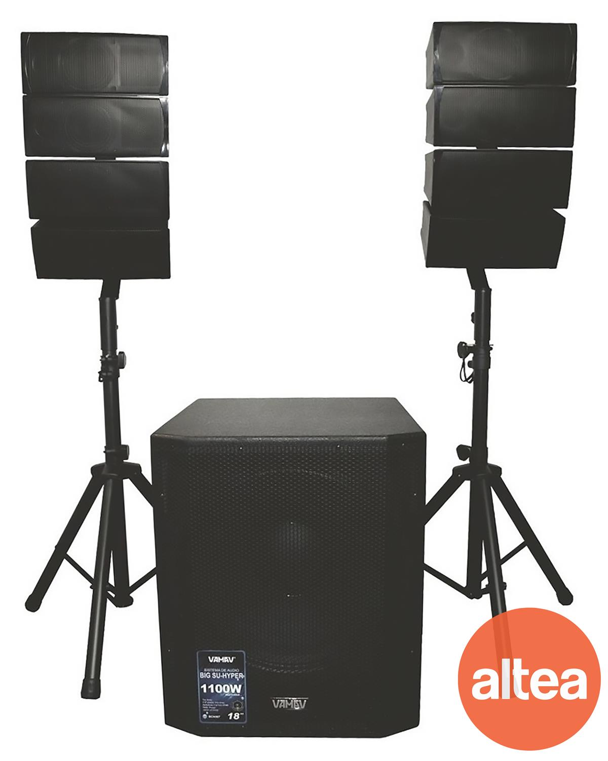 SIST. DE AUDIO SUB 18" DE NEODIMIO 
Y DSP, 2 SATELITES +ATRILES