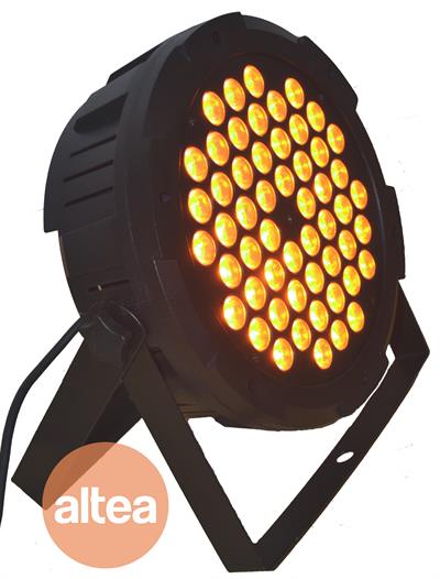 Especificaciones:

Voltaje de alimentación: 127V 60 Hz
Consumo: 162W
LEDs: 54 X3W 4 en 1 RGBA Full Color
Grado de salida: 25°
Temperatura: -10°C +40°C
Peso: 3.7 kg
Modo de trabajo: automático, maestro-esclavo, color estático, DMX 8 canales
Dimmer
Estrobo