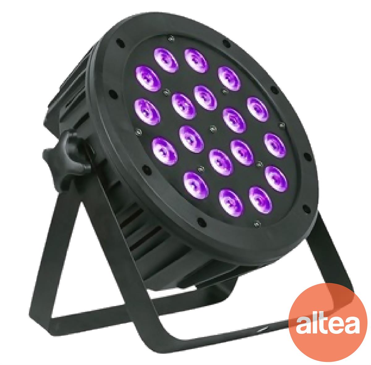 Par LED de alta potencia RGBW Led Ultra-Brillante, 
programación integrada DMX512 LED. Gran sistema 
de mezcla de colores, logrando alcanzar altos 
índices cromáticos y una alta gama de colores. 
Activación audiorítmica, pre-programada, 
automática y modo Maestro Esclavo, con colores 
estáticos o mezcla de medio color. 
