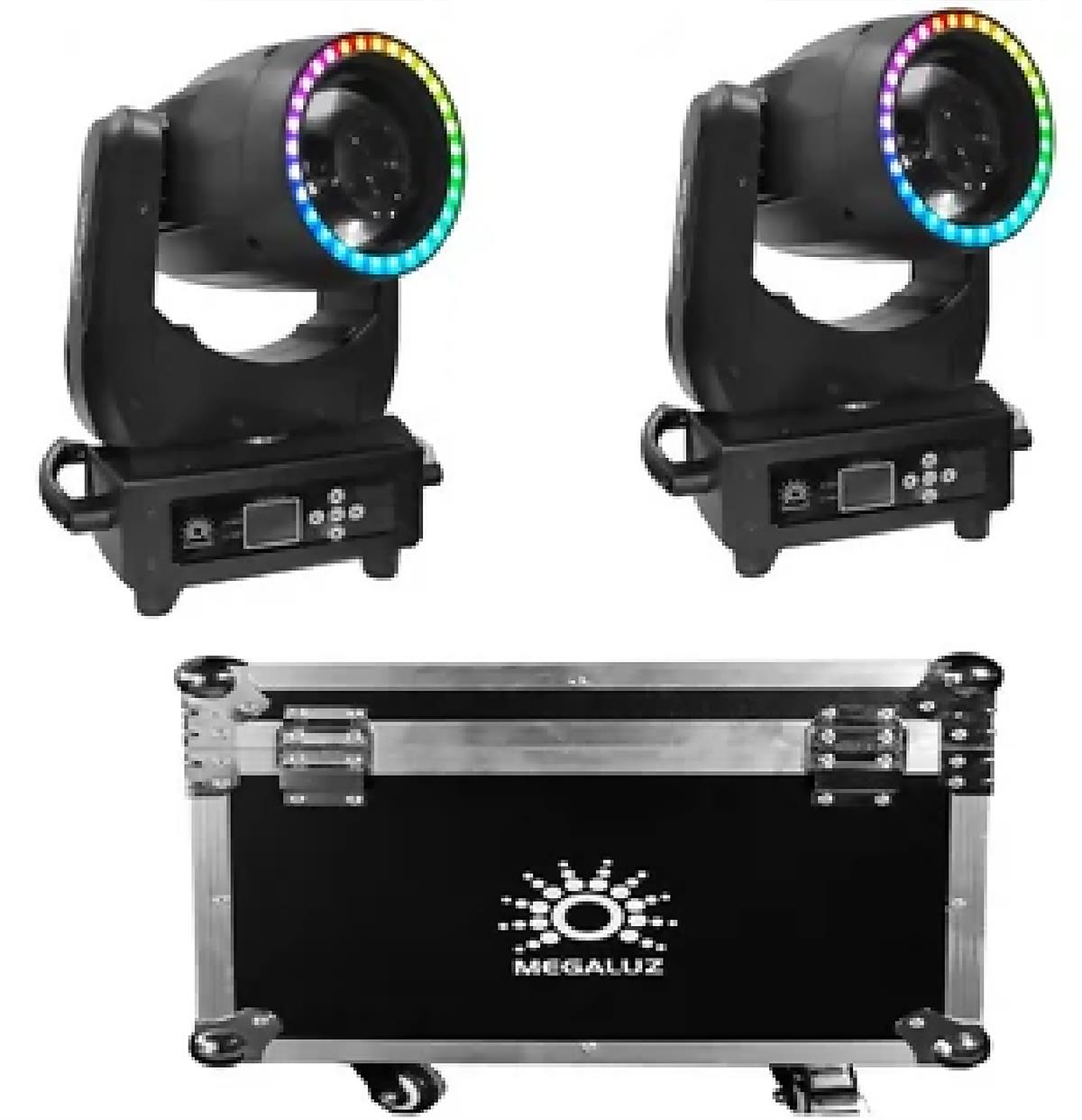 LUXIN  150 2 cabezas móviles +
1 LED blanco de 150W/ 30 LEDS de 2W SMD 3 en 1/ 18 globos+ abierto/ 10 colores + blanco/ Efecto arcoiris/ Enfoque 2.5 Prisma rotatorio de 8+16 caras/ Efecto FROST/ 540 PAN/ 270 TILT/ Modo: Automático, Audiorítmico, Maestro-EsclavoDMX: 17 canales/ Fuente de entrada: AC85-265V 60Hz/ Fuente de salida: AC85-265V 60